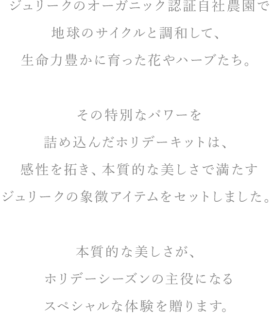 一年の締めくくりのホリデーシーズンは今年の出来事を慈しむように植物の恵みをたっぷりとあびて。